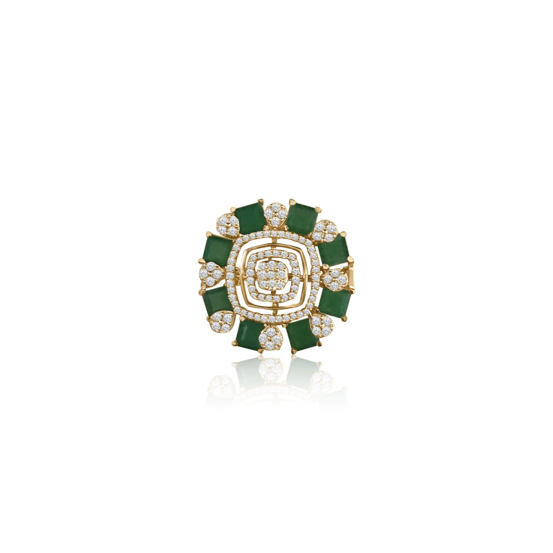 Emerald Petal Medallion Real Diamond Women Ring LNLR0633 | IGI CERTIFIED