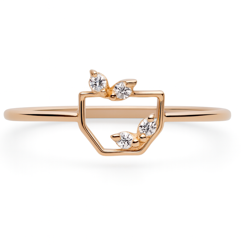 Hexagon Leaf Real Diamond Women Ring LNLR1200 | IGI CERTIFIED
