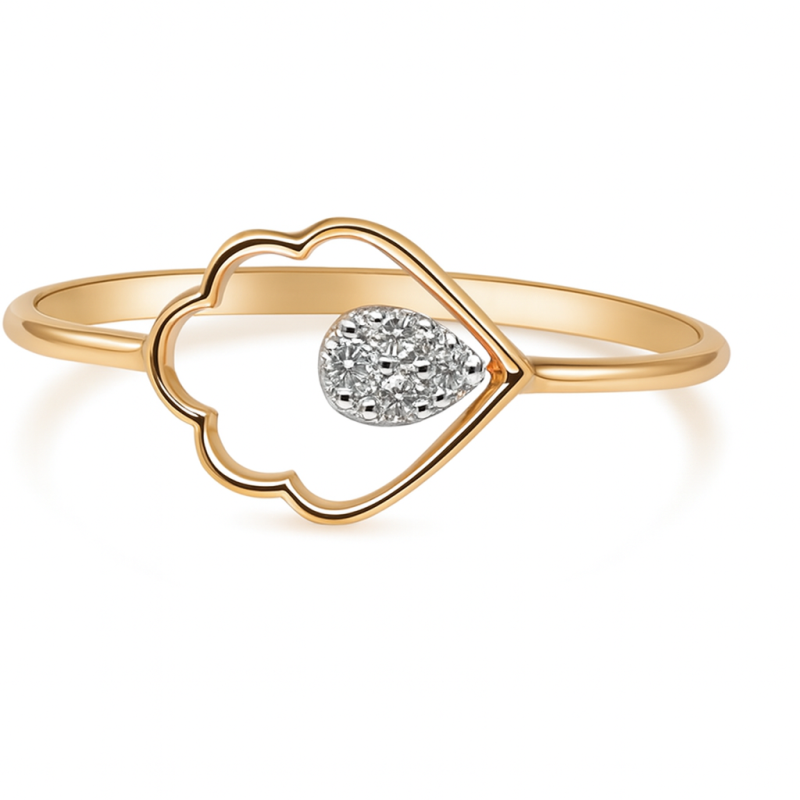 Scalloped Teardrop Real Diamond Women Ring LNLR1202 | IGI CERTIFIED