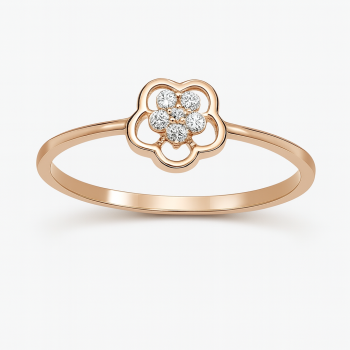 Quatrefoil Flower Natural Diamond Women Ring LNLR1210 | igi certified