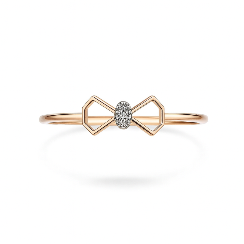 Geometric Bow Real Diamond Women Ring LNLR1230 | IGI CERTIFIED