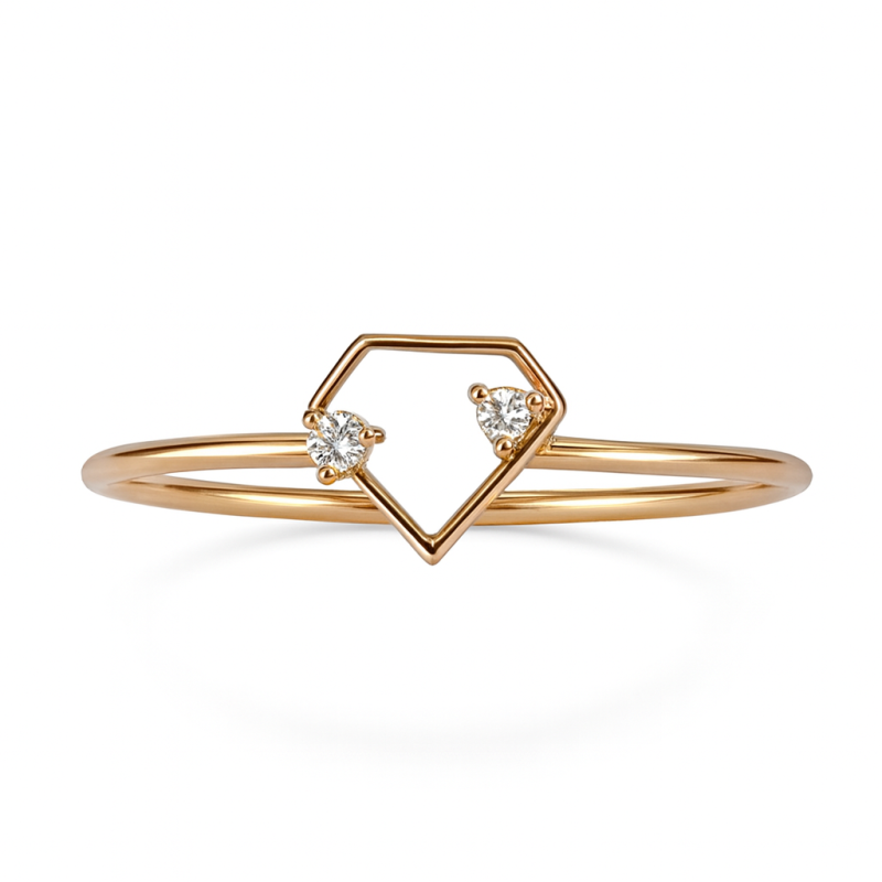 Open Hexagon Natural Diamond Women Ring LNLR1239 | IGI CERTIFIED