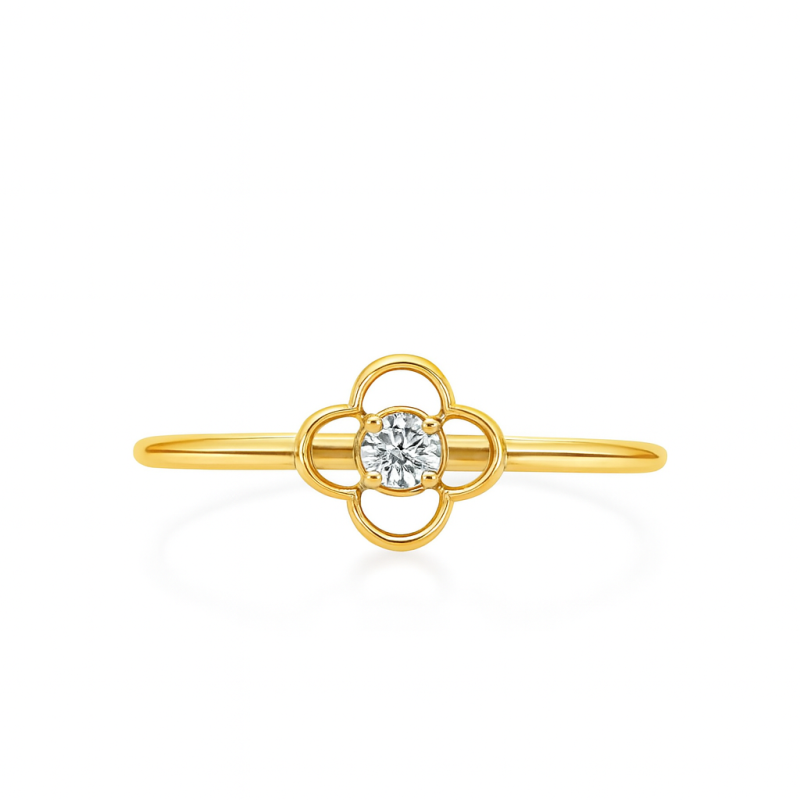 Clover Solitaire Natural Diamond Women Ring LNLR1284 | IGI CERTIFIED