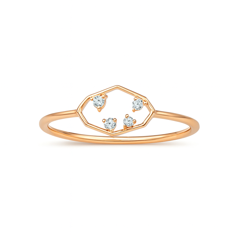 Hexagon Quad Natural Diamond Women Ring LNLR1297 | IGI CERTIFIED