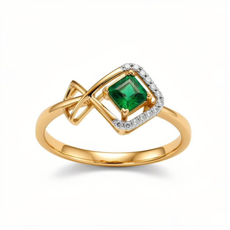 Emerald Twist Real Diamond Women Ring LNLR1494 | IGI CERTIFIED