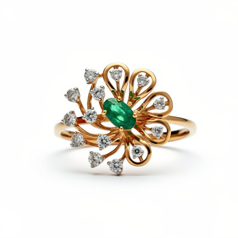 Peacock Floral Real Diamond Women Ring LNLR1516 | IGI CERTIFIED