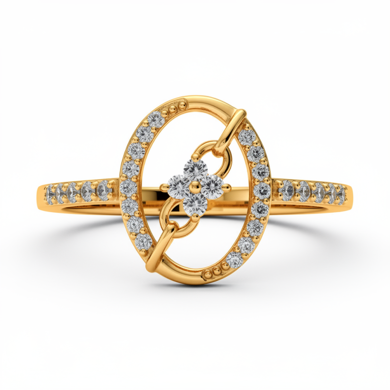 Link Oval Natural Diamond Women Ring LNLR1519 | IGI CERTIFIED
