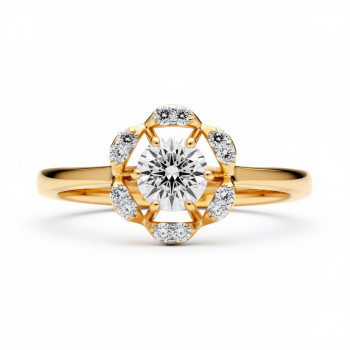 Floral Solitaire Real Diamond Women Ring LNLR1526 | IGI CERTIFIED