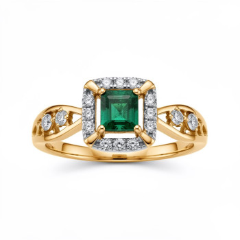 Emerald Halo Real Diamond Women Ring LNLR1528 | IGI CERTIFIED