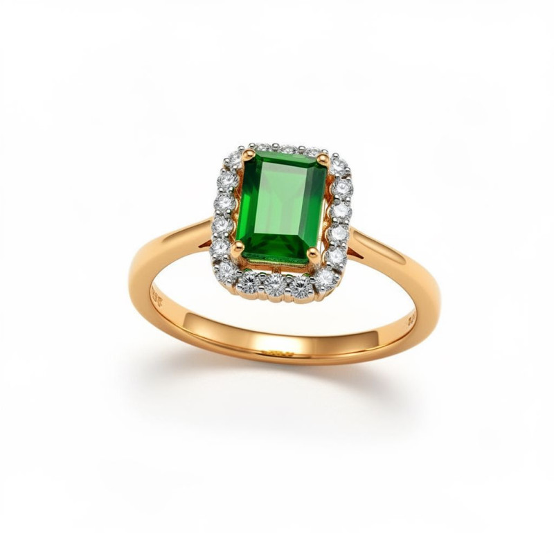 Rectangle Halo Real Diamond Women Ring LNLR1534 | IGI CERTIFIED