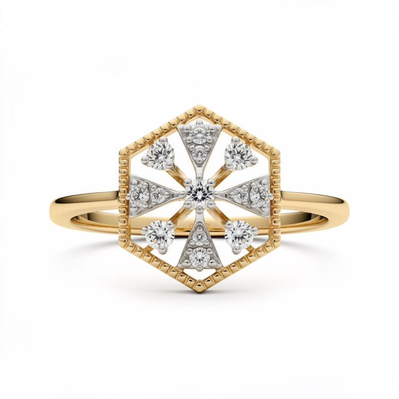 Hexagon Star Natural Diamond Women Ring LNLR1540 | IGI CERTIFIED
